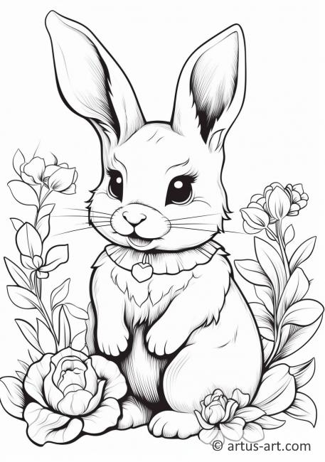 Pagina da colorare con il coniglio per bambini
